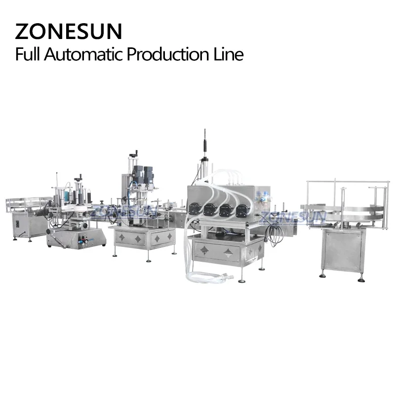 ZONESUN Peristaltische pomp Volautomatische ronde vloeistof Kleine etherische oliefles Vullen Afdek- en etiketteermachine