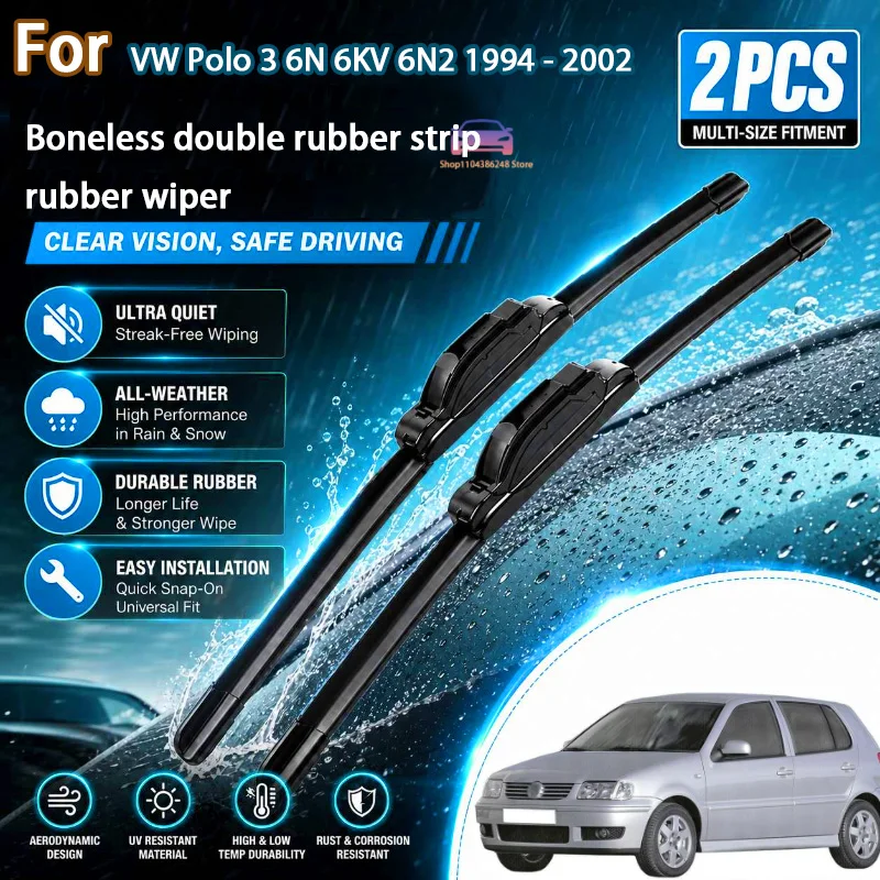 

Front Wiper Blades For VW Polo 3 6N 6KV 6N2 1994 - 2002 Windshield Windscreen Window Car Rain Brushes 21"+21" Modification Parts