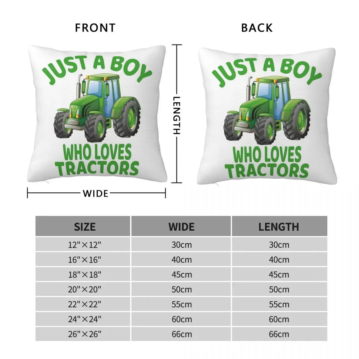 Kids Farm Lifestyle Just A Boy Who Loves Tractors Boy Square Pillowcase Pillow Cover Cushion Comfort Throw Pillow for Home Car