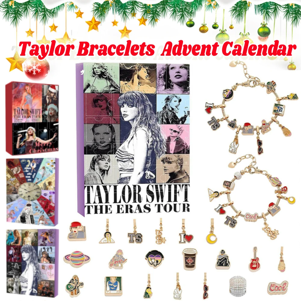 Christmas Taylor Bracelets Countdown Gift Box 24 Days Taylor Bracelets Toy Arrival Calendar Festival Theme for Kids Teens Women