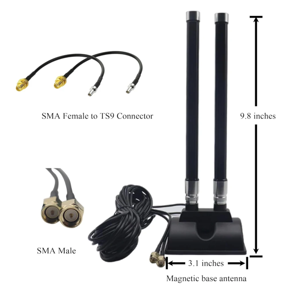 5G 4G LTE SMA ذكر هوائي مكاسب عالية 12dBi هوائي قاعدة مغناطيسية خارجي أومني هوائي من الألياف الزجاجية مع TS-9/كابلات لـ Verizon #2