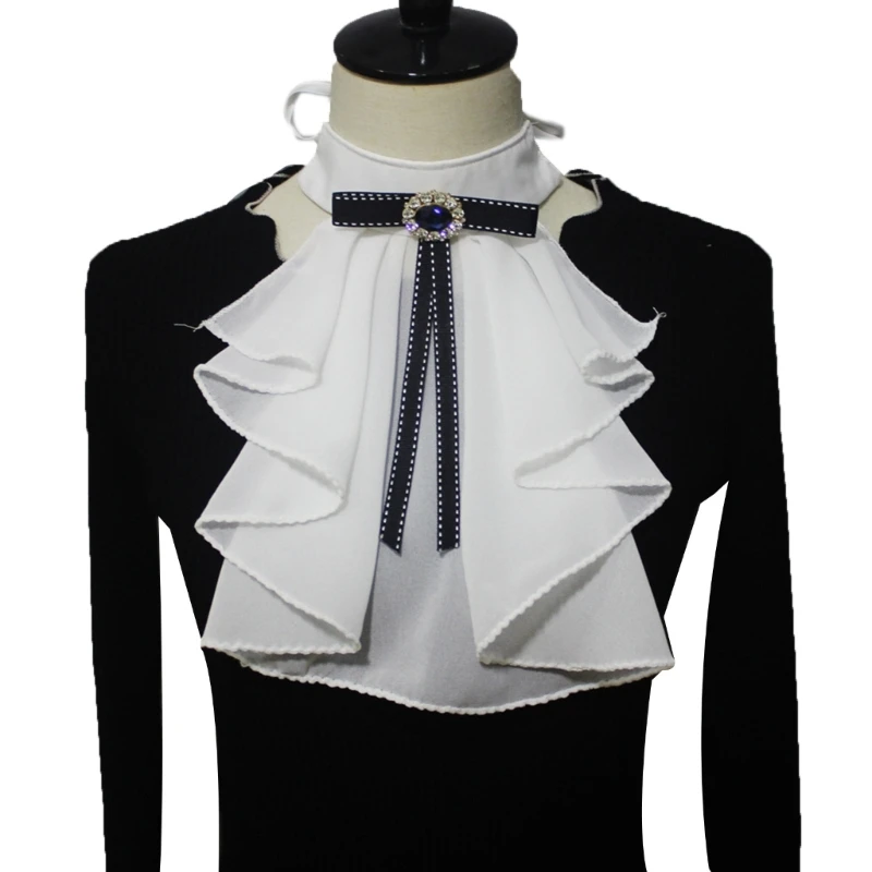 

Vintage Women Jabot Collar Bowknot Neck Accessories Punk Victorian Ruffle Collar Dropship