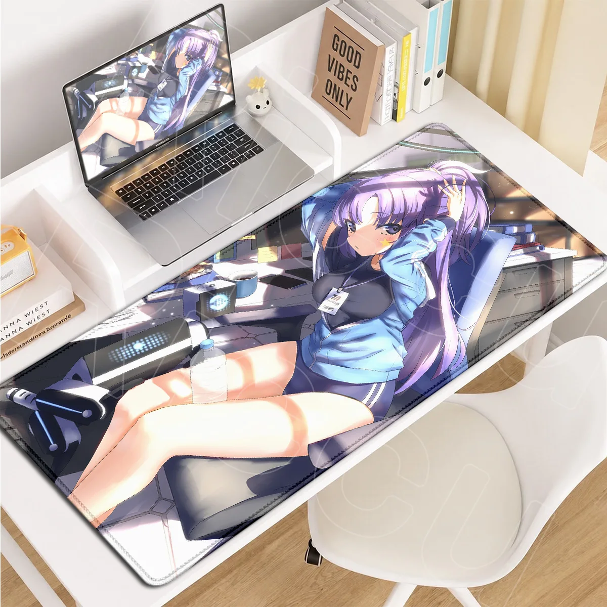 Large Game Cabinet Carpet Computer Keyboard Locking Edge Table Mat Hayase Yuuka Blue Archive Anime Girl Mouse Pad PC Accessories