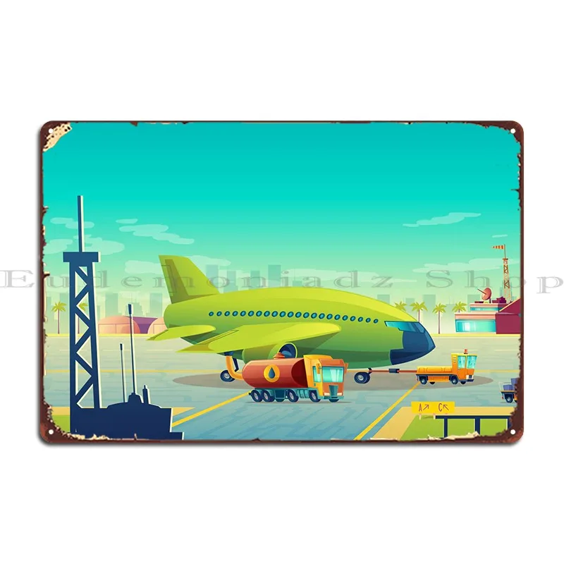 Airport Vector Metal Plaque Poster Pub Club Home Party Plates Designer Tin Sign Poster