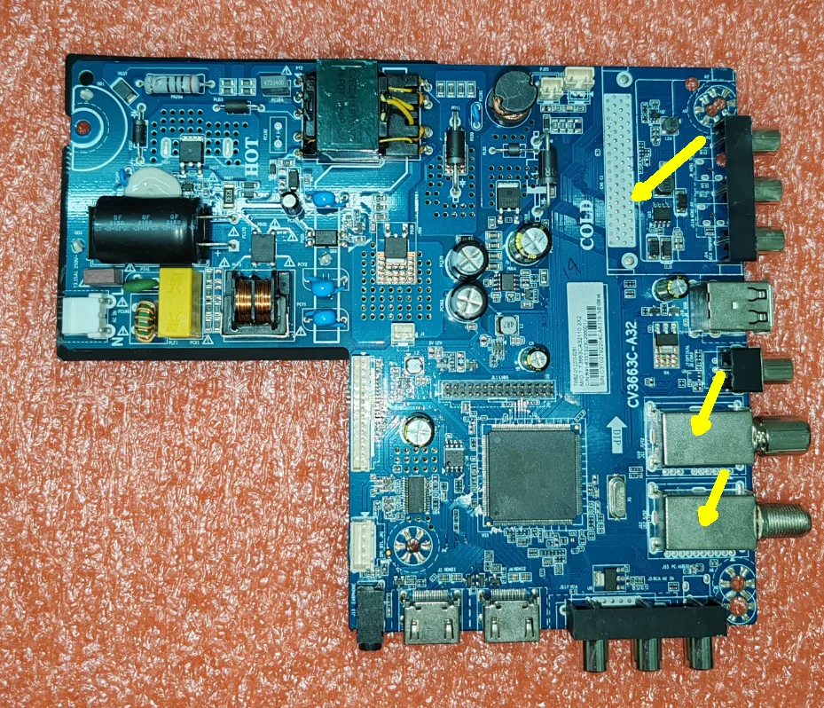 CV3663C-A32 Three in one TV motherboard, physical photo, tested for 30--65v 350ma 25w
