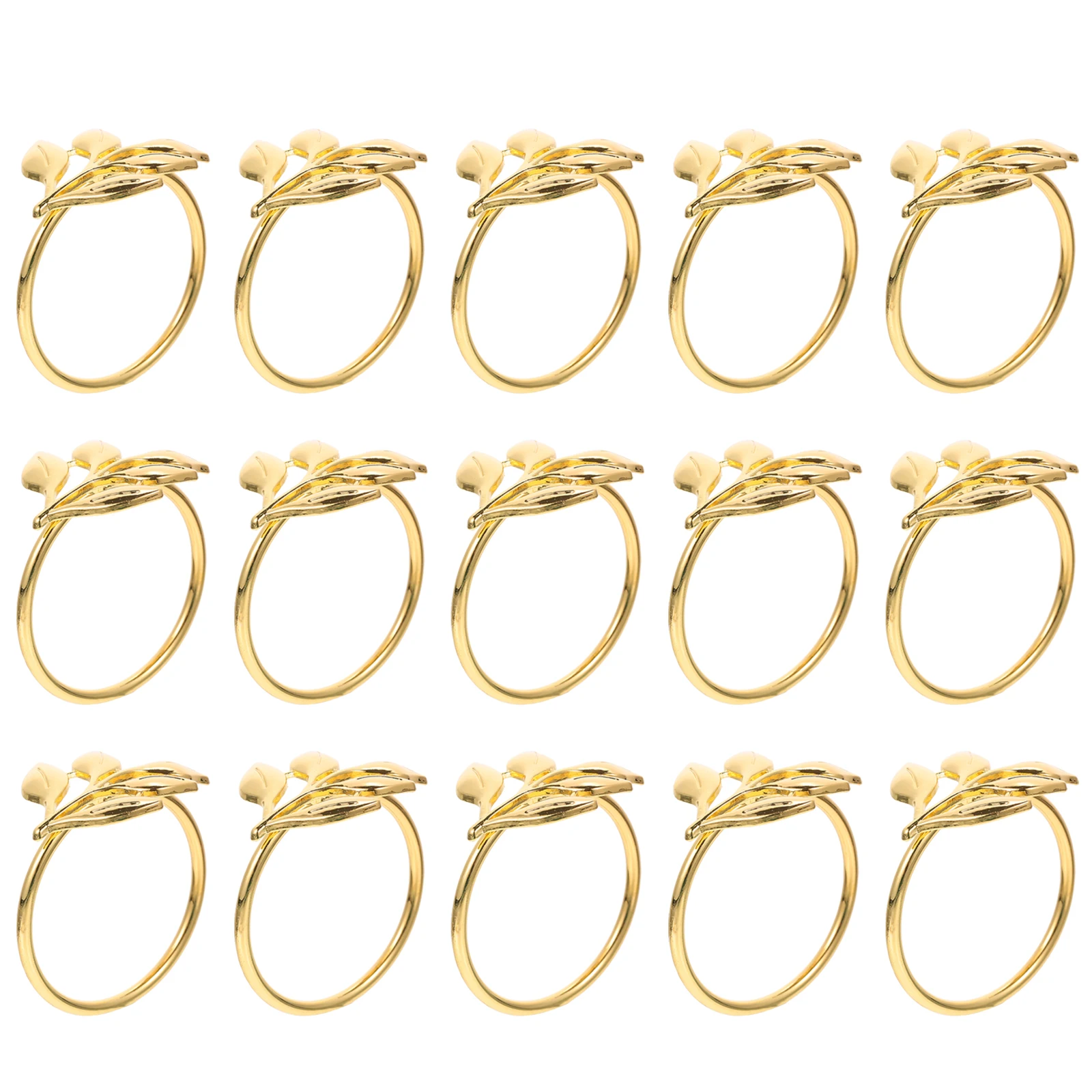

15pcs Golden Napkin Buckles Rings Leaf Shape Decorative Buckles Reusable Elegant Stylish Kitchen Bar Accessories