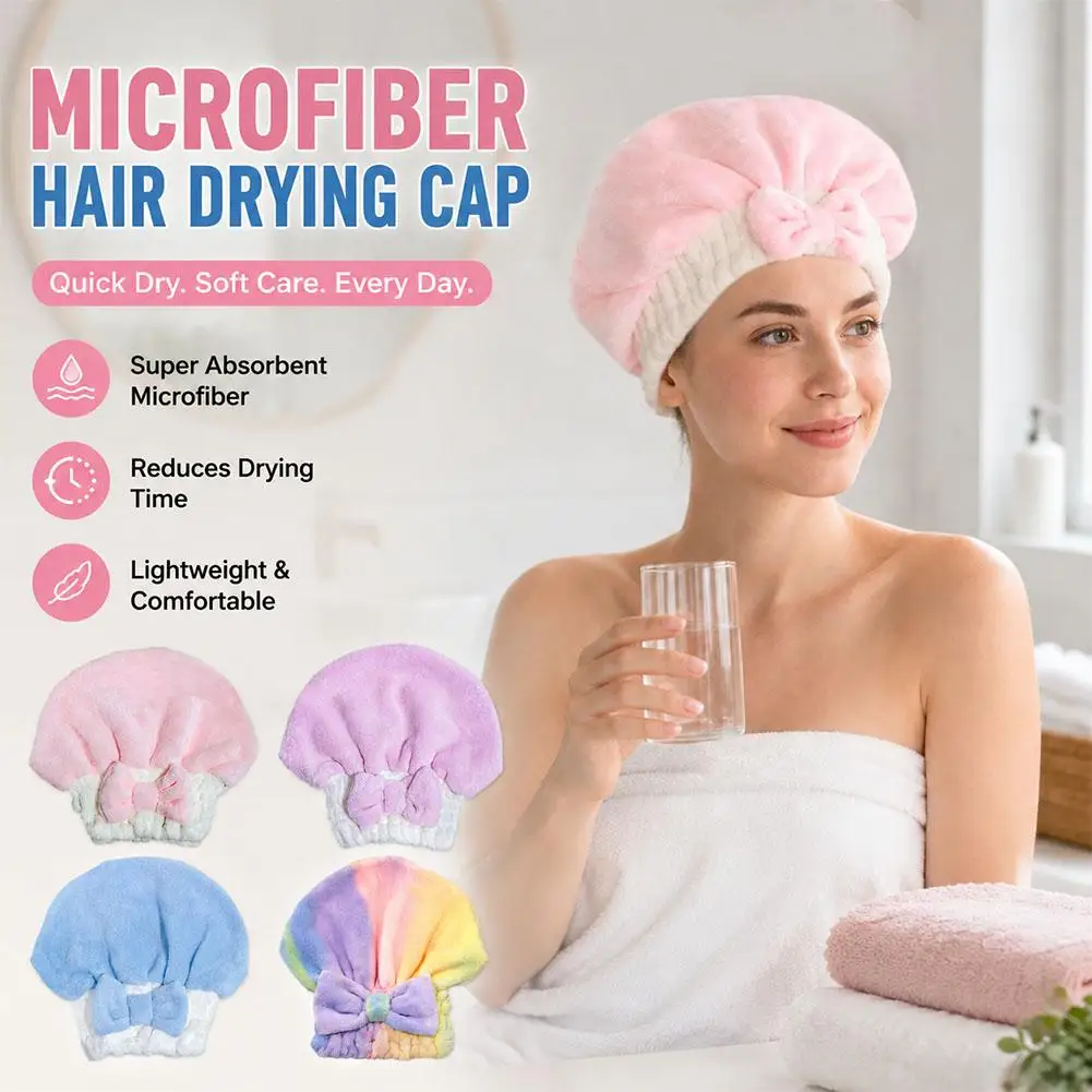 Candy Colored Dry Hair Cap for Women Super Absorbent Quick Drying Thick Toe Cloth Long Hair Shower Cap Hair Wiping