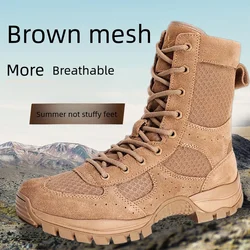 h traMens Boots Brown Outdoor Ultrallight Breathable Tactical Side Zipper Mesh Training Hiking Boots Women's Summer 2024 NEW