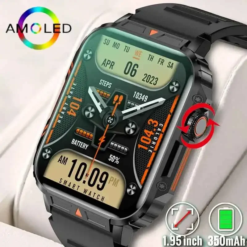 

Outdoor Military Smart Watch for Men 1.91inchBluetooth Call AMOLED Screen for Android IOS IP68 Waterproof Sports Fitness Watches