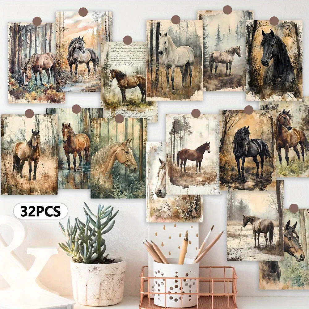 32-postais-vintage-de-cavalos-da-floresta-misteriosa-serie-sonho-misterioso-presentes-artisticos-lembrancas-podem-ser-colecionados-ou-enviados