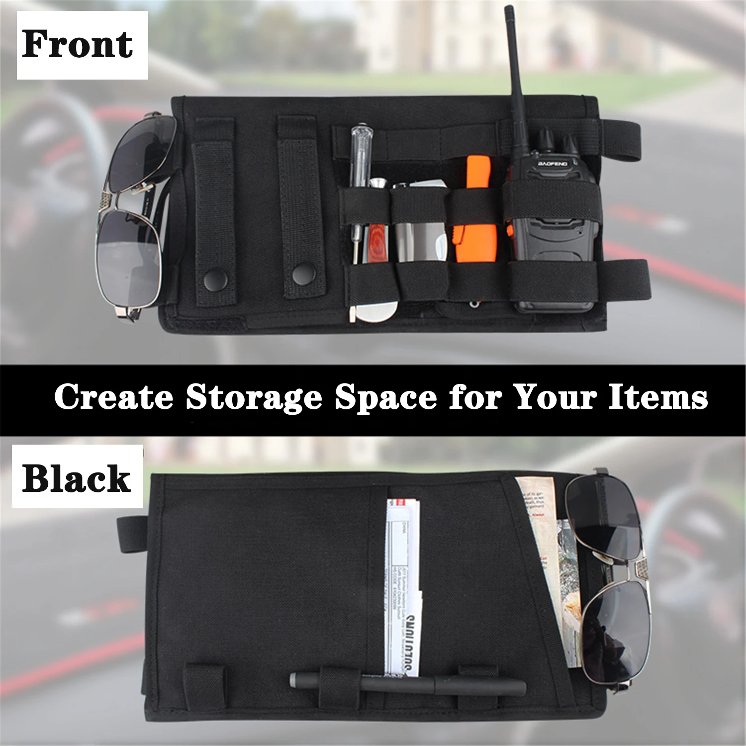 Car Sun Visor Organizer Pouch Case Storage Bag Sunshade Holder for Jeep Wrangler TJ JK JL Gladiator JT 1997-2023 Accessories view 3