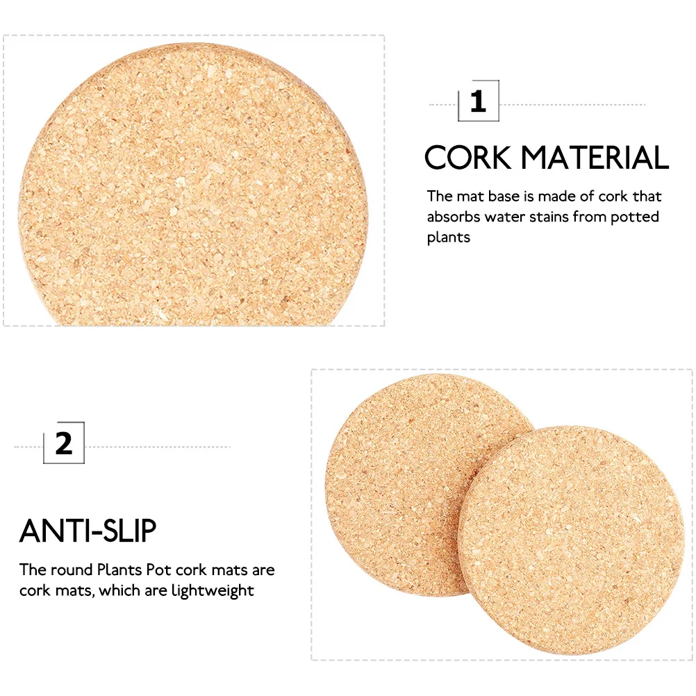 

10pcs Flowerpot Pad Round Cork Mat For Planter Non-Slip Diy Plant Coaster Garden Pot Saucer Multi-Use Gardening Bottom Pads