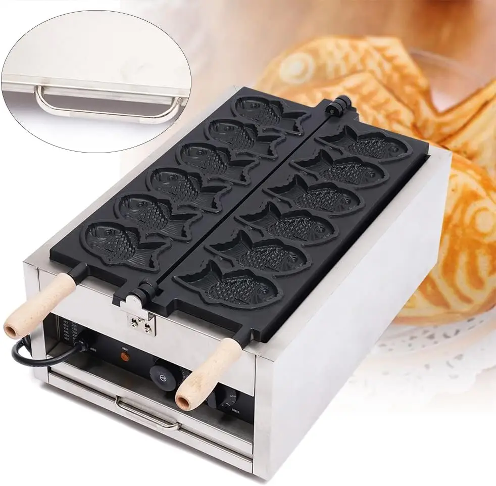 ماكينة صنع الوافل الكهربائية ماكينة صنع الوافل الكهربائية على شكل سمكة Taiyaki ماكينة خبز الكعك التجارية قالب Taiyaki على شكل سمكة بيكر