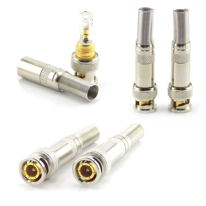 5PCS/lot Solderless Copper Pin Adapter BNC Connector Monitoring Connector Analog Camera Video Cable C6