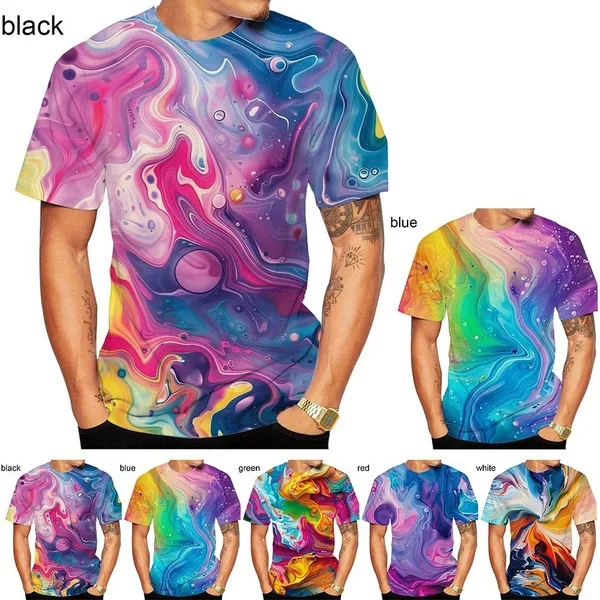 

New Fashion Men's and Women's Round Neck Street Style Unisex Fashion Top 3D HD Printing Abstract Painting Pattern T-shirt