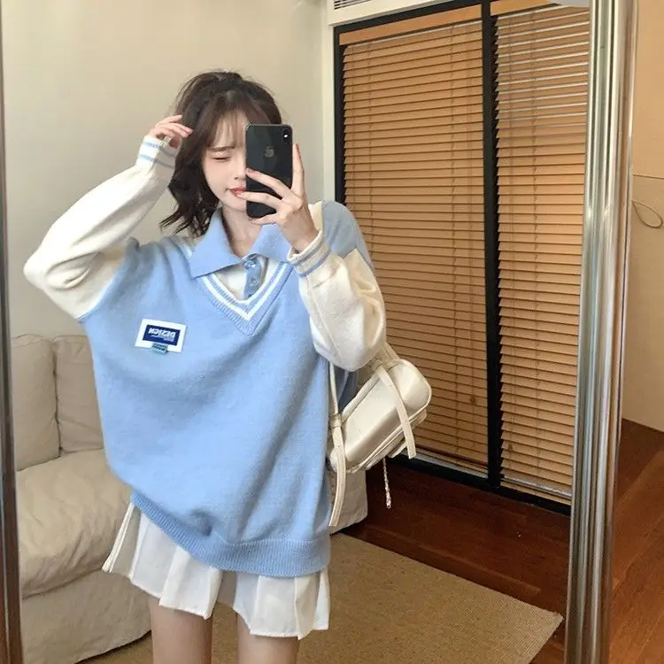 

High-End Women's Ne Knitted Sweater Student Top Flip Collar Open Cardigan Soft Material Comfortable Fit Autumn Faion