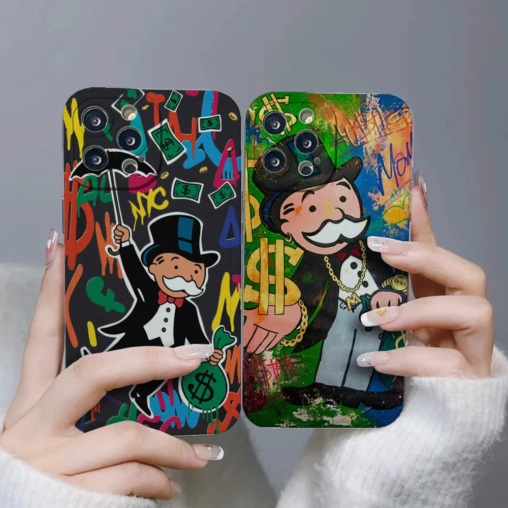 Cartoon Luxury Dollar MonopolyS Phone Case For IPhone 11 12 13 14 15 Plus Pro Max Anger Eyes Silicon Clear Soft Cover