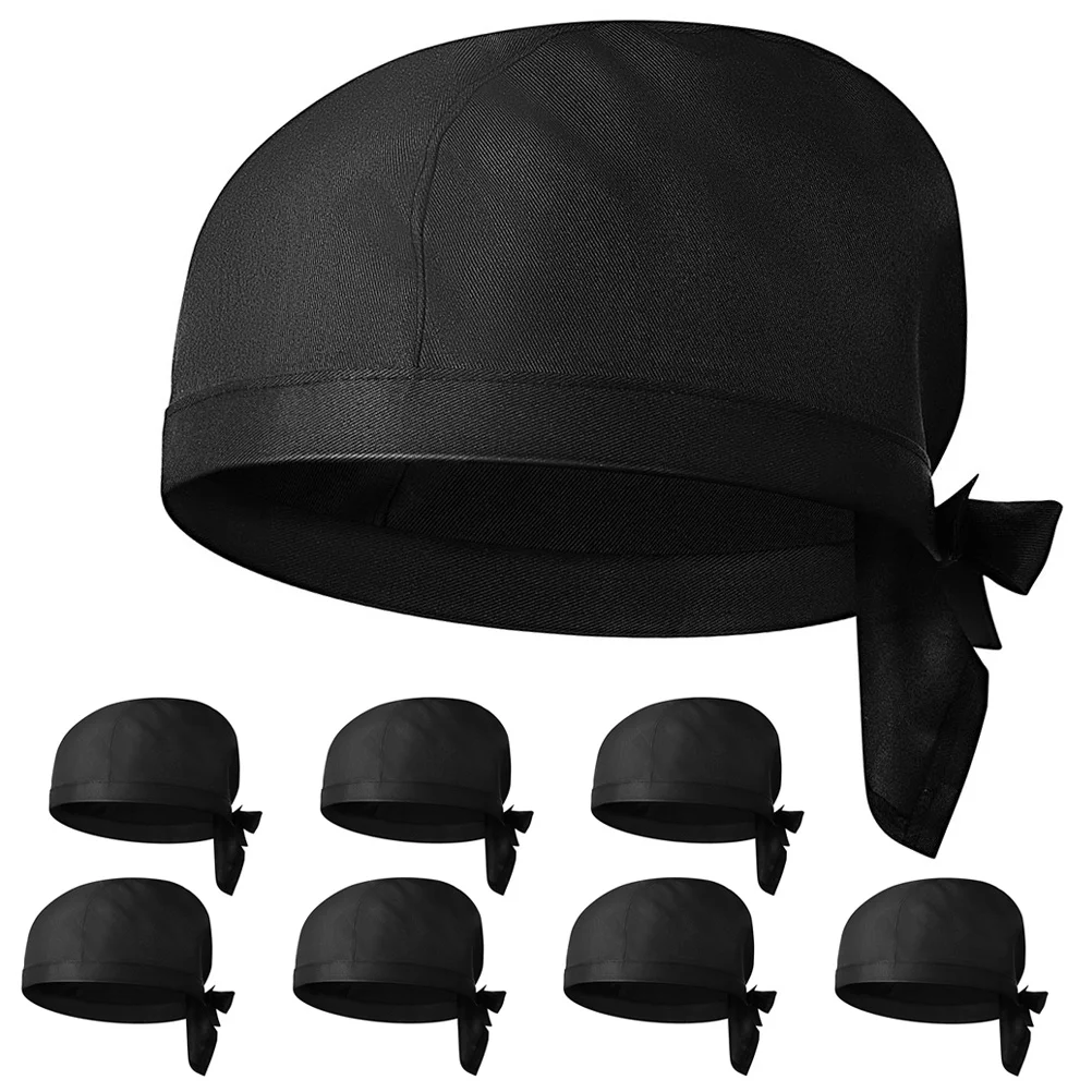 Gorros de Chef negros de algodón elástico, gorros de cocina Unisex, gorro de trabajo de cocina, previene la contaminación del cabello, uniforme de restaurante, 8 Uds.