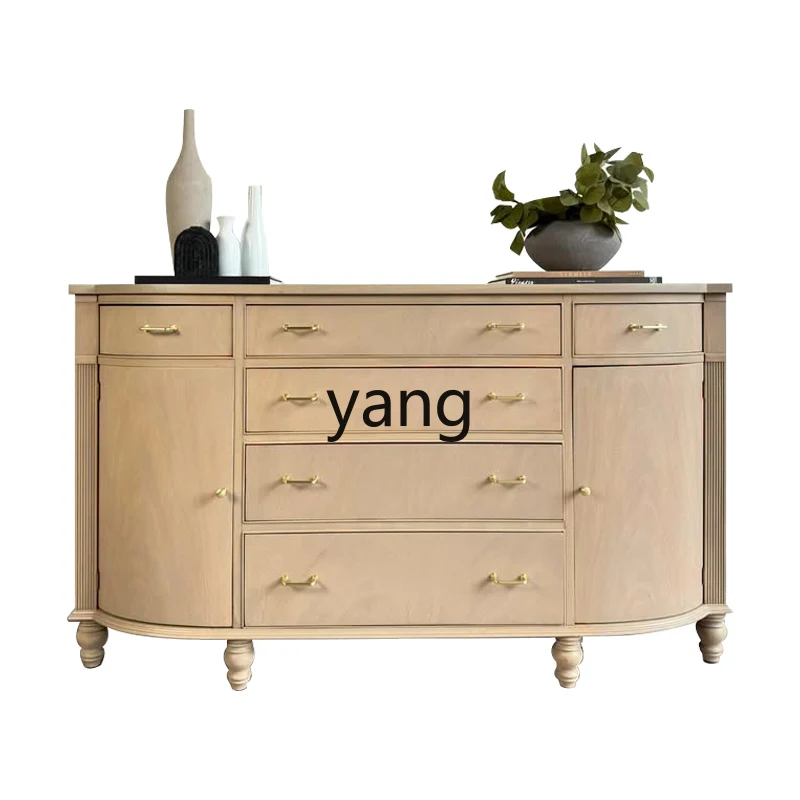 

LH solid wood curved dining side cabinet living room against the wall semicircular storage entrance cabinet bedroom end of bed