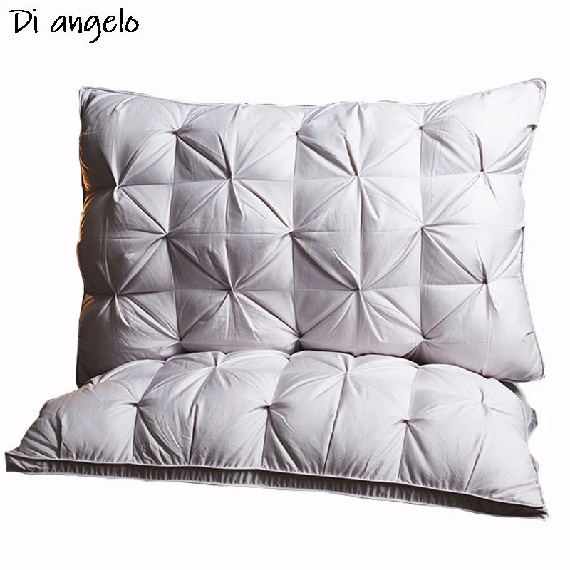 high quality designer exclusive style 3D rectangle white goose/duck feather down pillows down-proof cotton bedding pillow#SW