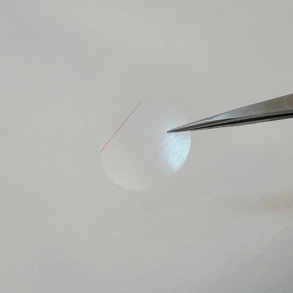 Pellicola per cover posteriore dell'orologio, appiccicosa, trasparente, linea rossa, rotonda, PET, protezione antigraffio, nuove forniture per la manutenzione dell'orologio