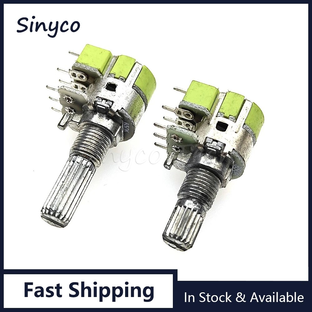 2PCS 12 Type R125G 8Pin Duplex Potentiometer Stereo Channel With Switch B50K B503 Volume Speaker Power Amplifier Handle 15/20MM