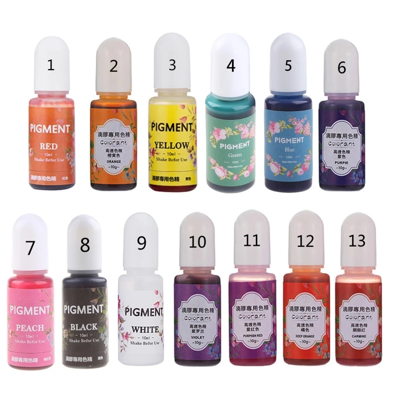 

13 Color Translucent Liquid Resin Dye Highly Concentrated Colorant for UV Resin Jewelry Making Coloring for DIY Craft