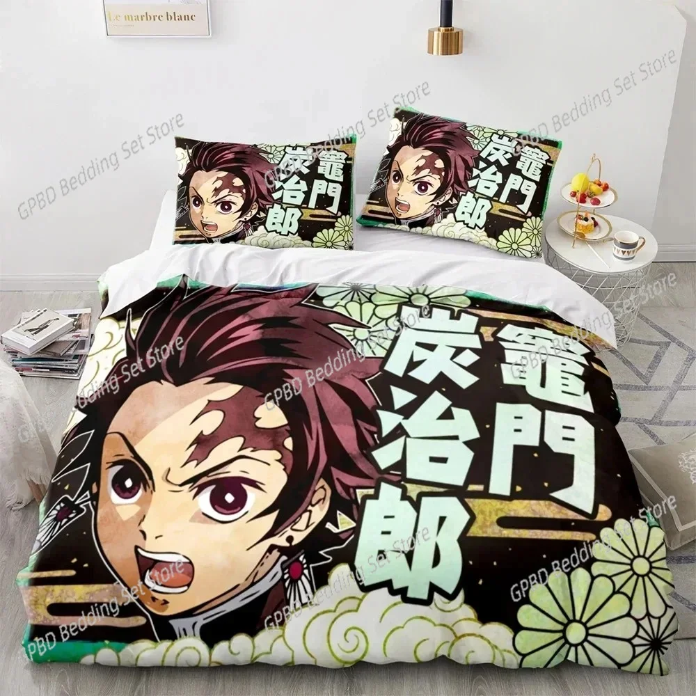 

2024 Demon Slayer 3d Bedding Set Anime Duvet Cover Pillowcases Single Twin Full Queen King Size Boys Girls Boys Gift Home Decor
