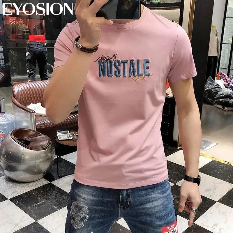 2023 Summer Mens T-shirt Letter Embroidery Tee O-Neck Short Sleeve High Quality Casual Male T Shirt Top Camisetas Clothing 5XL