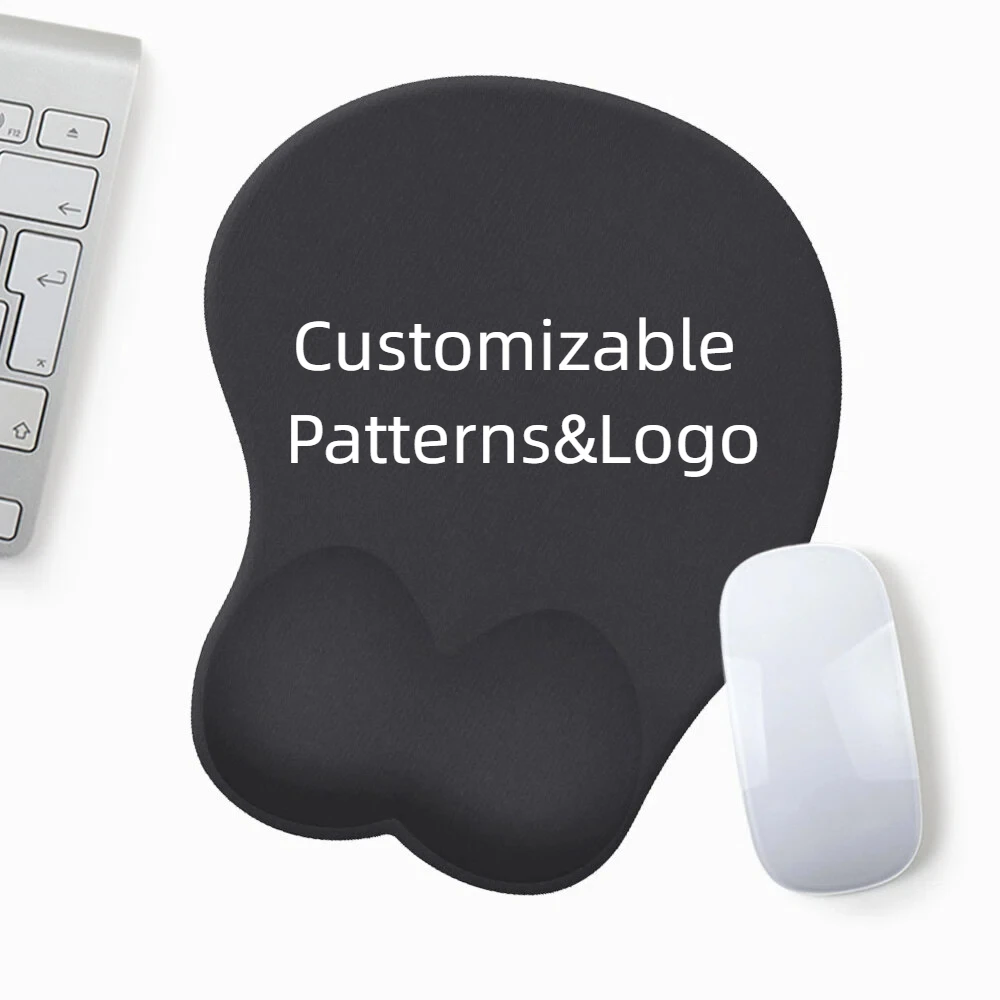 Custom Mouse Pad with Wrist Rest 3D Gaming Black Mouse Pads Anti-Slip Soft Desk Mat for Office & Home Durable & Ergonomic Design