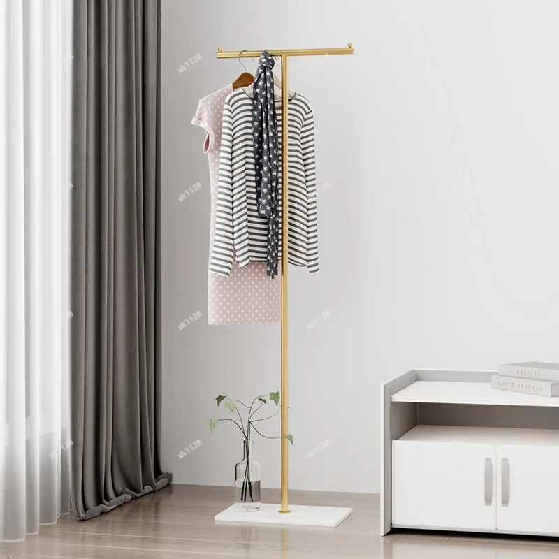 Simple Floor Standing Coat Rack Pole Type Sturdy Clothes Hanger for Bedroom Home Use