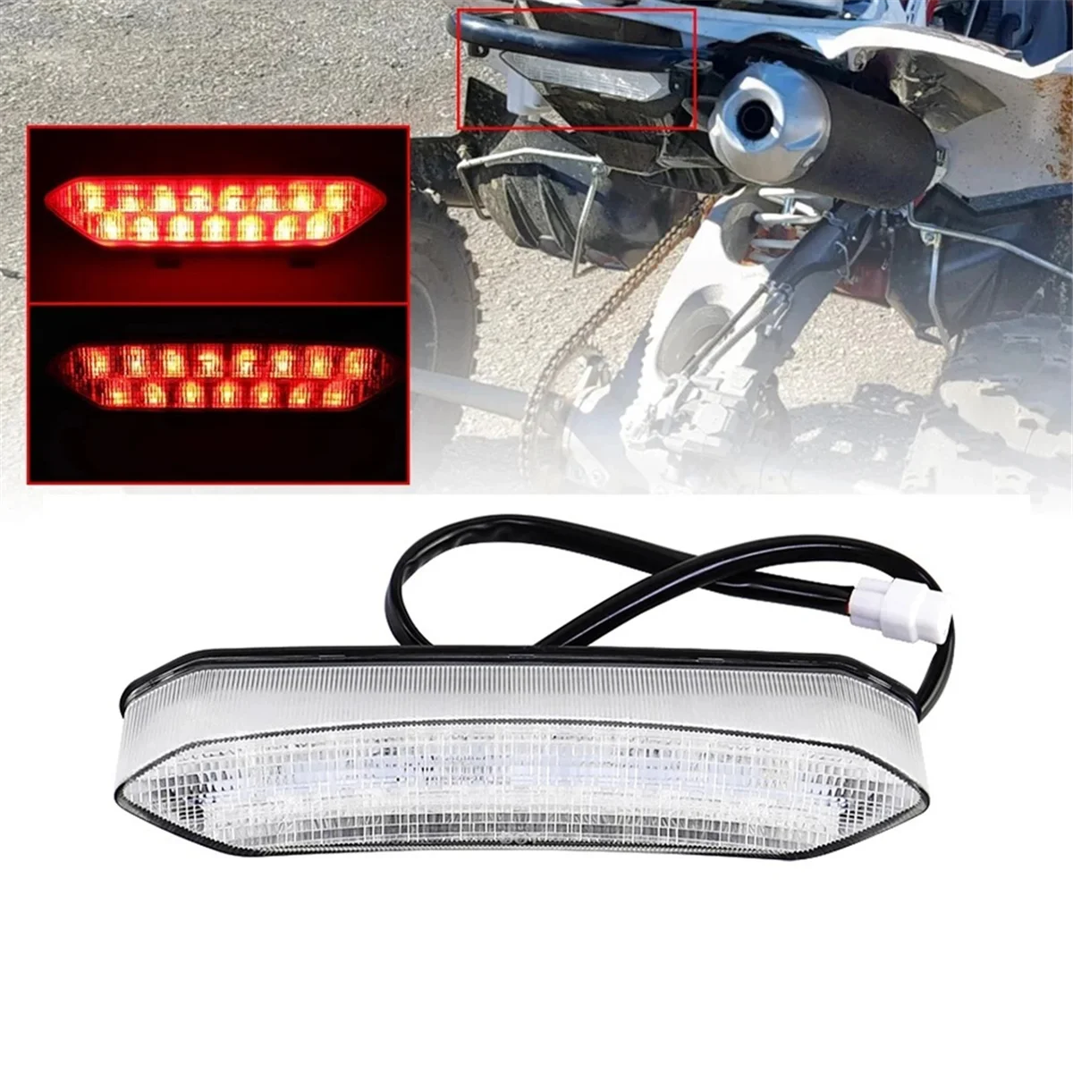 1 Pcs White Motorcycle LED Brake Tail Light for Yamaha Raptor 700 YFZ450R Motorcycle Accessories