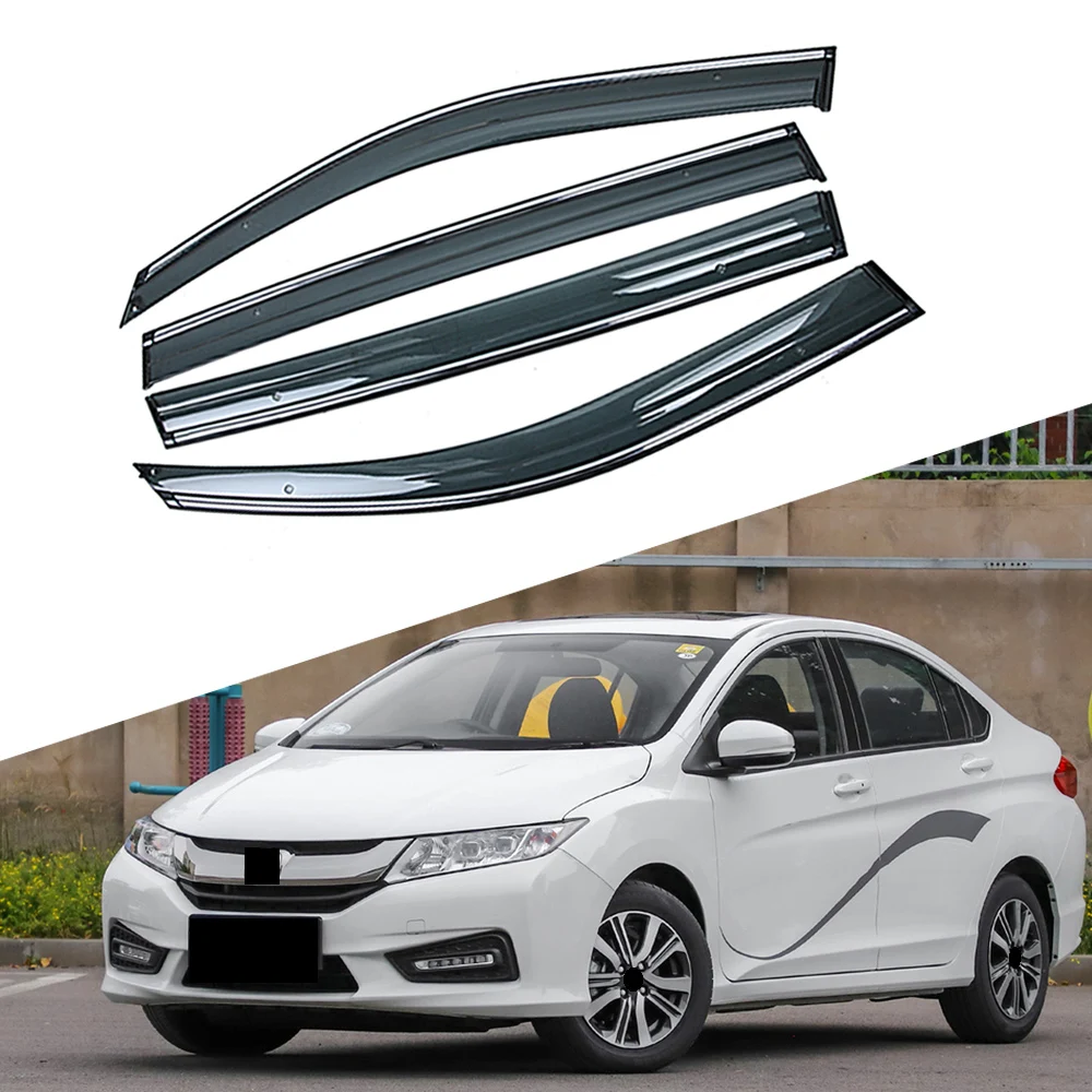 

For HONDA CITY 2014-2019 Car Window Sun Rain Shade Visors Shield Shelter Protector Cover Trim Frame Sticker Exterior Accessories