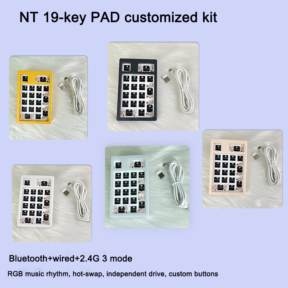 NT19 Keyboard Kit Numpad PAD 19 Bluetooth 2.4G 3 Mode Gasket Mechanical Keyboard Kit PCB Hot Swappable Switch Rgb Led Hot Swap