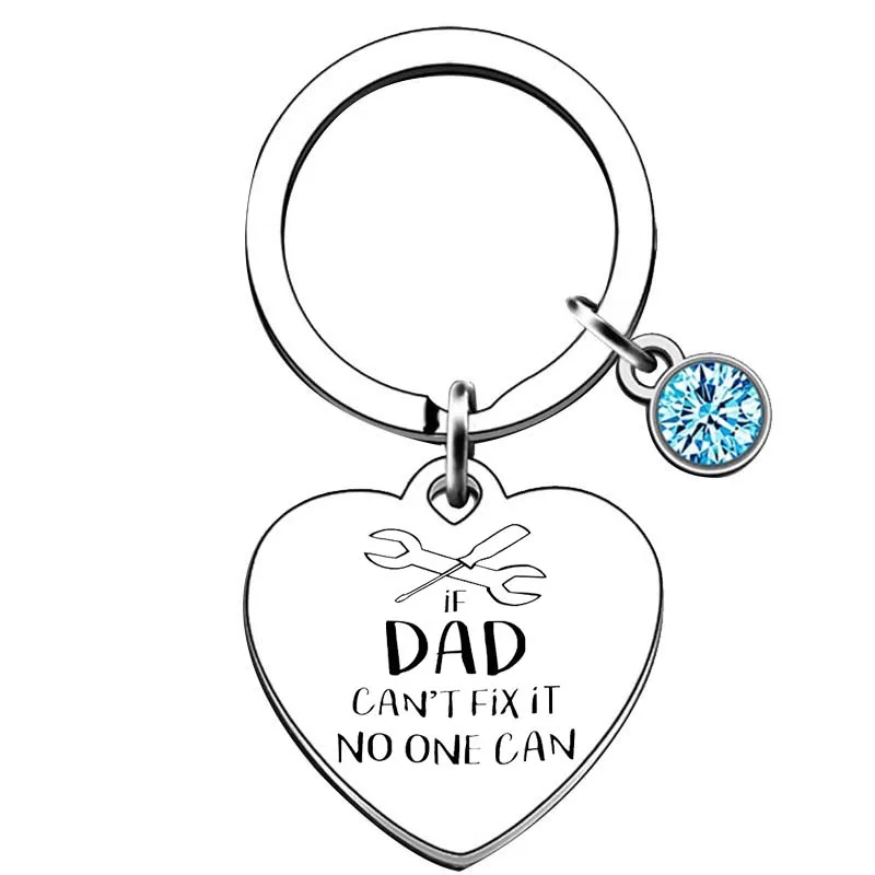 Dad Keychain Father's Day Keyring Dads Gifts From Daughter-If Dad Can't Fix It No One Can