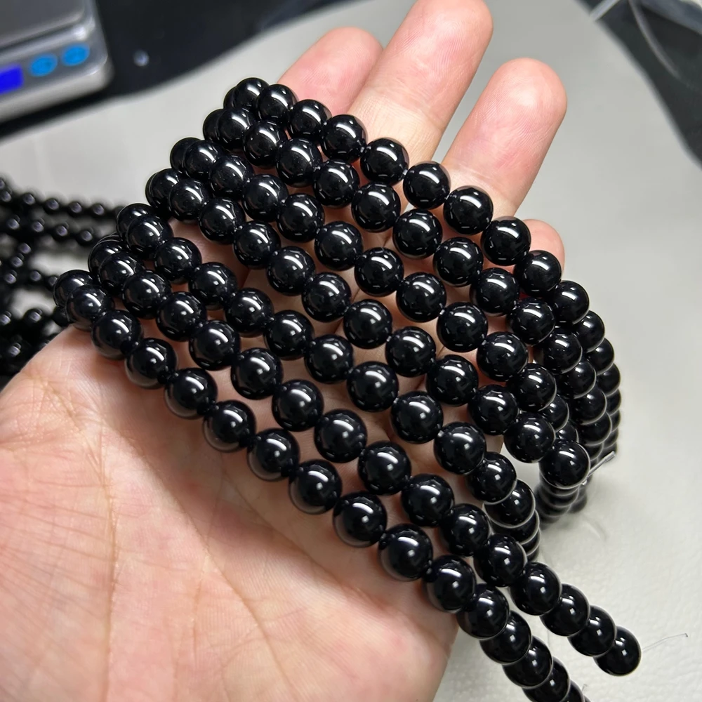 2-20mm Black Agate Onyx Round beads Gemstone Necklace Semi-finished Stones Jewelry 38cm Per String