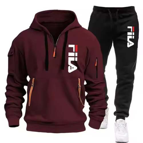 Two sets of 2025 new fashionable men's sportswear, a zippered hooded sweatshirt and sweatpants, for casual fitness and jogging - Image 15
