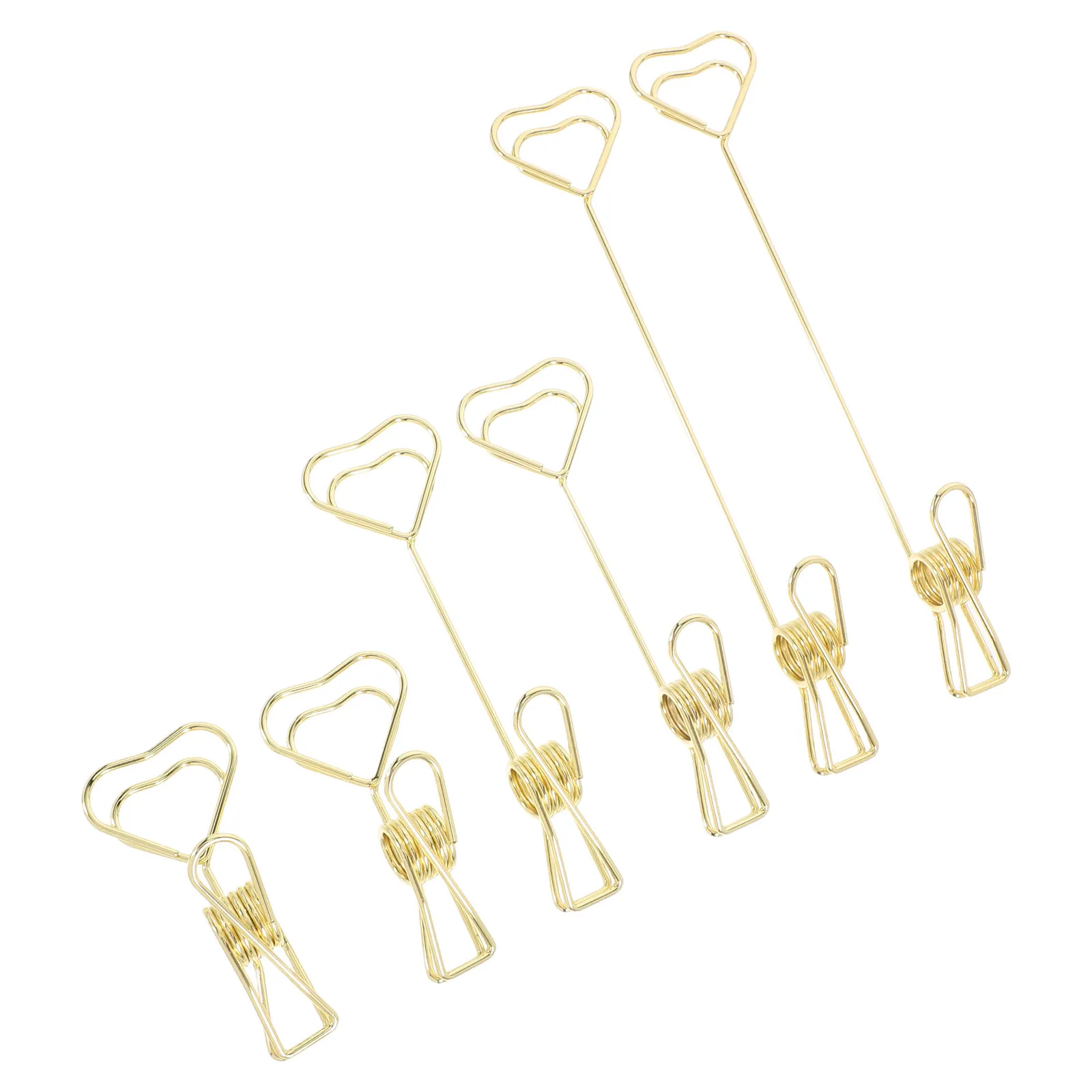 6Pcs Stylish Heart Shaped Metal Memo Holder Stand for Desk Organizing Notes Memos Cards Elegant Office Home Party Desktop