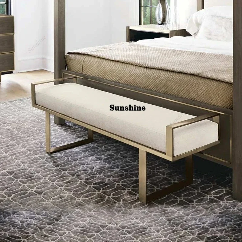 Nordic Wrought Iron Stools Home Furniture Living Room Sofa Stools Creative Luxury Upscale Leisure Bedroom Bed StoolTJ