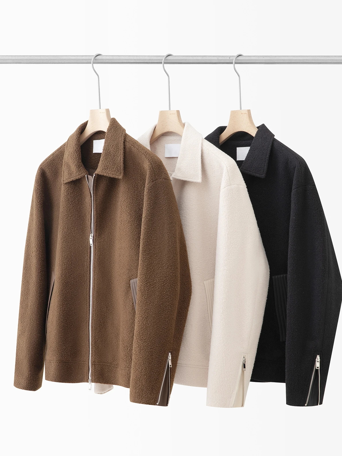 

Cis Label Cut Thiened Woolen Double Zipper Collar Jaet ex Autumn Winter New Sle Casual Busin Outerwear