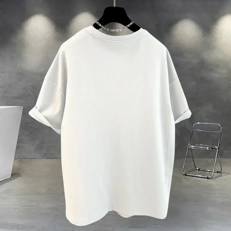 100% Cotton T Shirts Women Fashion Irregular Design Short Sleeve Tops Split T-Shirt Summer Trend Loose Thin Tshirt Y2k Clothes
