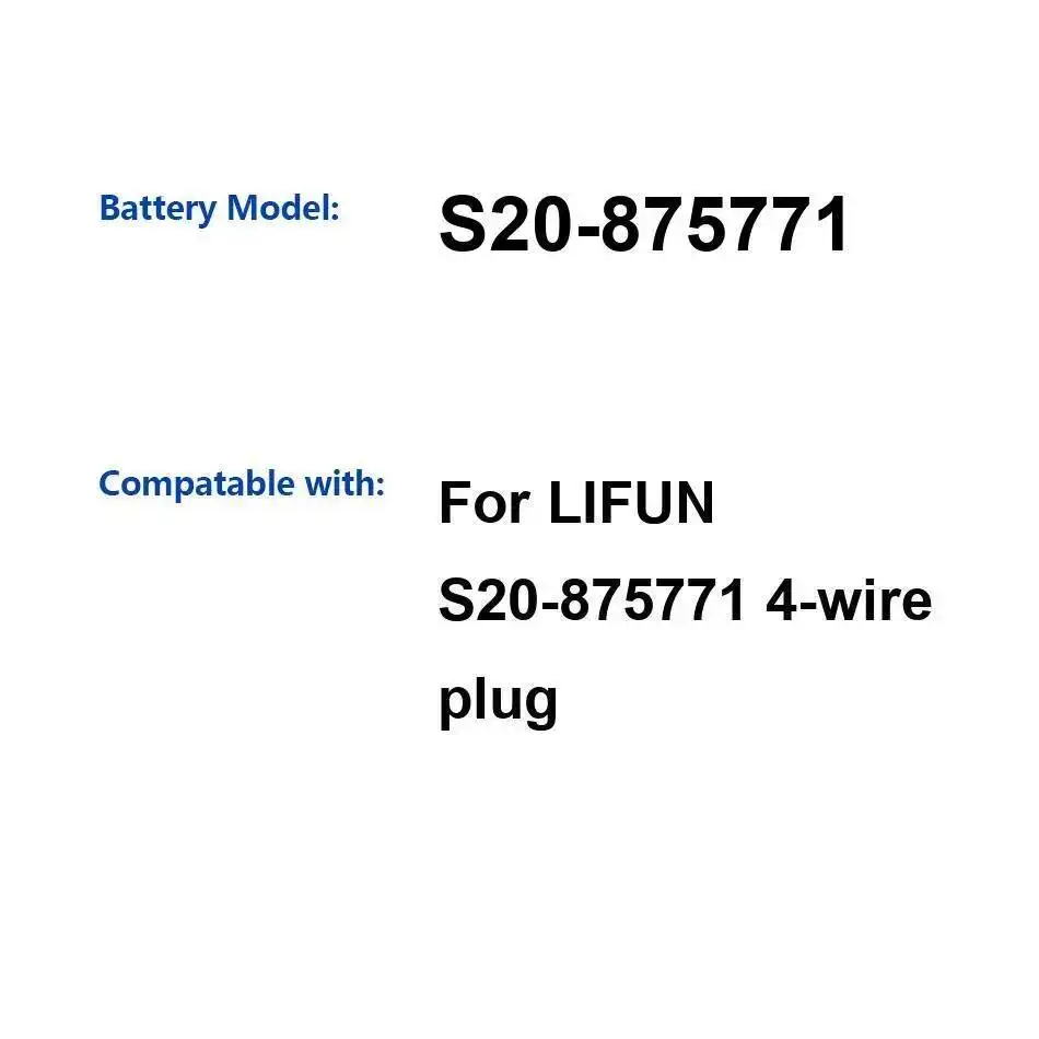 

Долговечный аккумулятор A04058-2S 8700-9000 мАч для Lifun S13-A04551-02 S20-875771 4-проводной