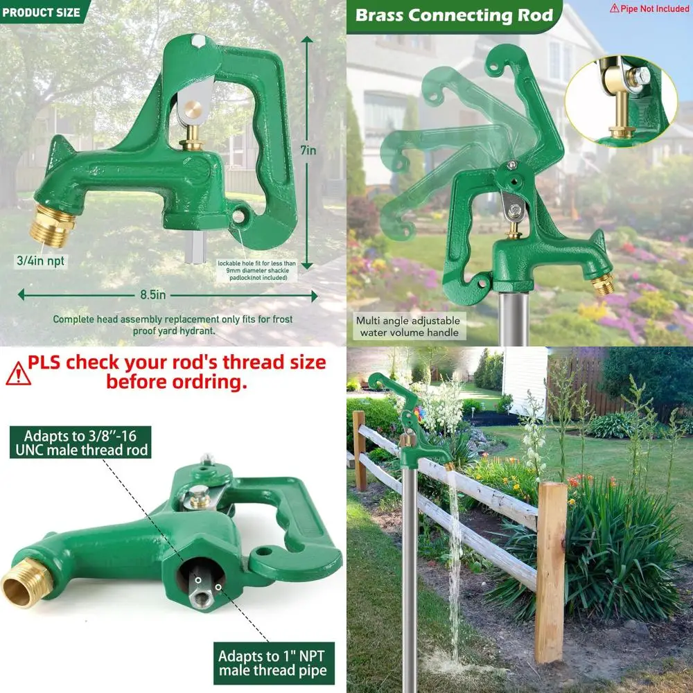 

Frost-Resistant Yard Hydrant Head Assembly, 3/8 UNC Male Rod Adaptor with 1 NPT Thread, Compatible with 3/4 Hose for Outdoor Irr