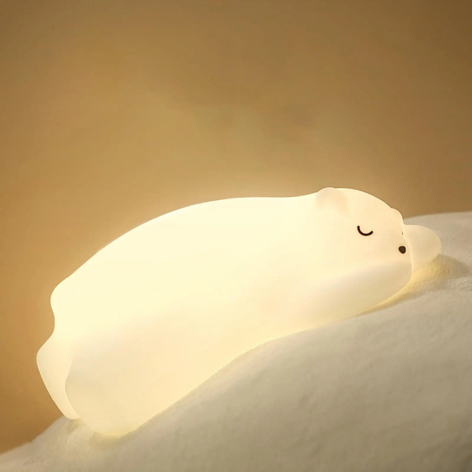 Lámpara de mesita de noche con luz nocturna de oso de dibujos animados, aplaudir la luz para amamantar