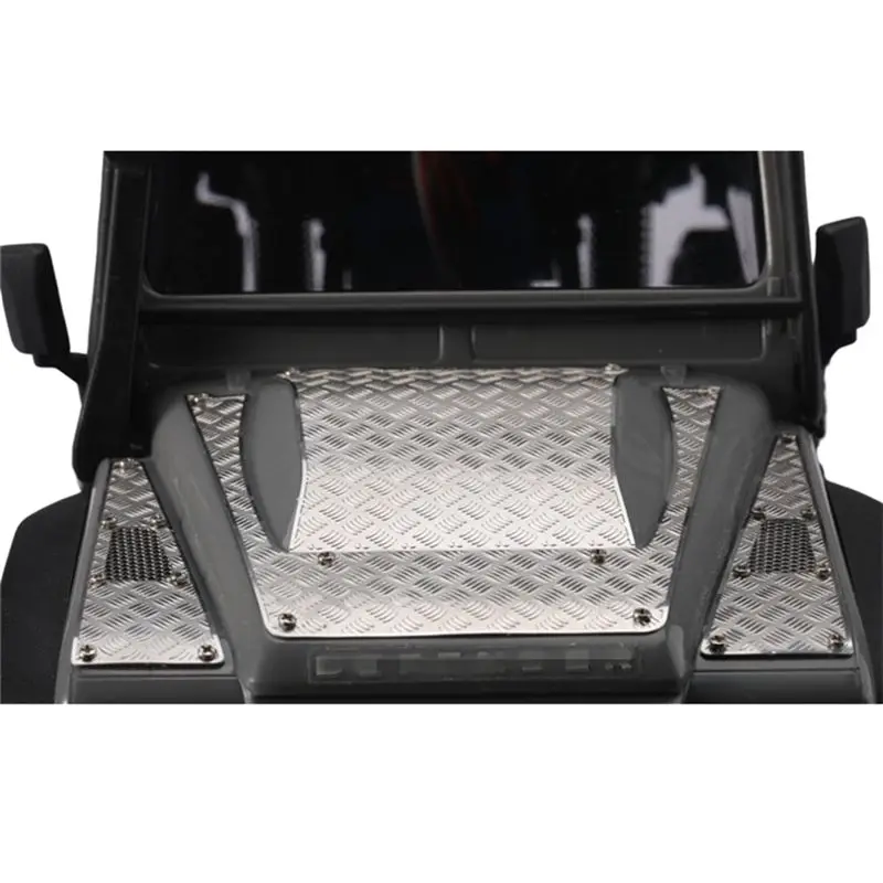 Metall Stahl Haube Unterfahrschutz Dekorative Blatt Ansauggitter Für Traxxas TRX4M Defender 1/18 RC Auto Upgrade Teile Kit, Silber-[A17