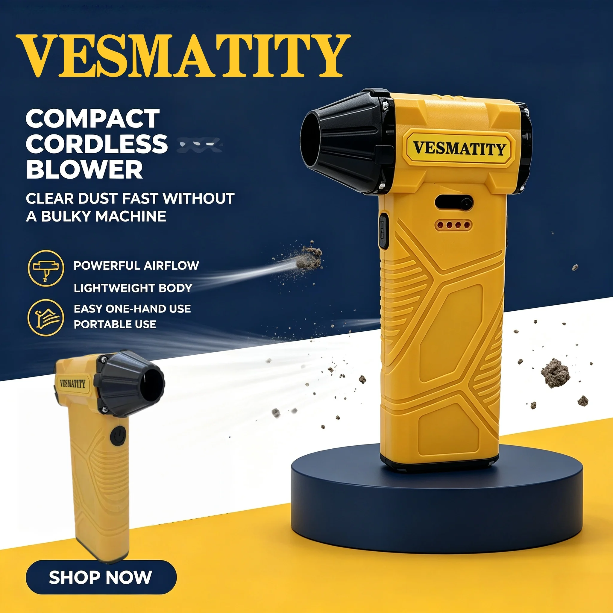 VESMATITY 2026 Mini Powerhouse High Speed Brushless Turbine Fan Effortlessly Handles Dust Blowing Cleaning Water Snow Blowing