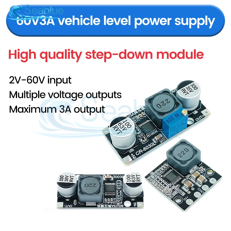 LM2596 60V 3A Step-down power module DC 12/24V to 3.3/5/12/24V 2-34V 3-32V Adjustable Buck Converter Module Voltage Regulators