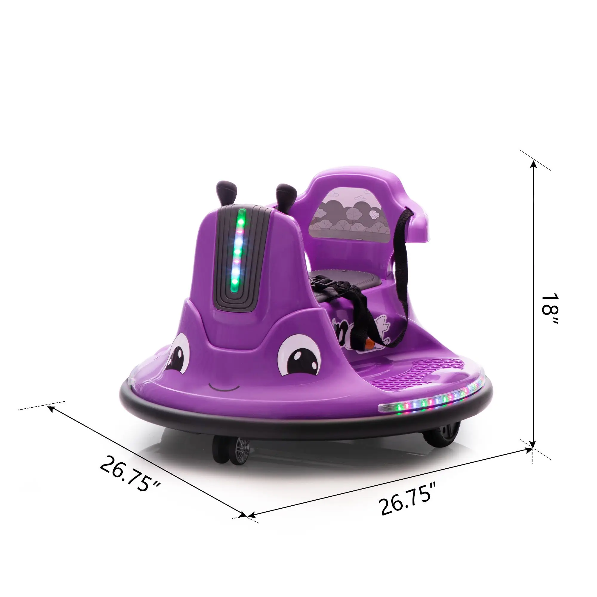 12V Snail-Shaped Kids Electric Bumper Car with Remote Control, Ride On Car with LED Lights, Music, 360 Degree Rotate