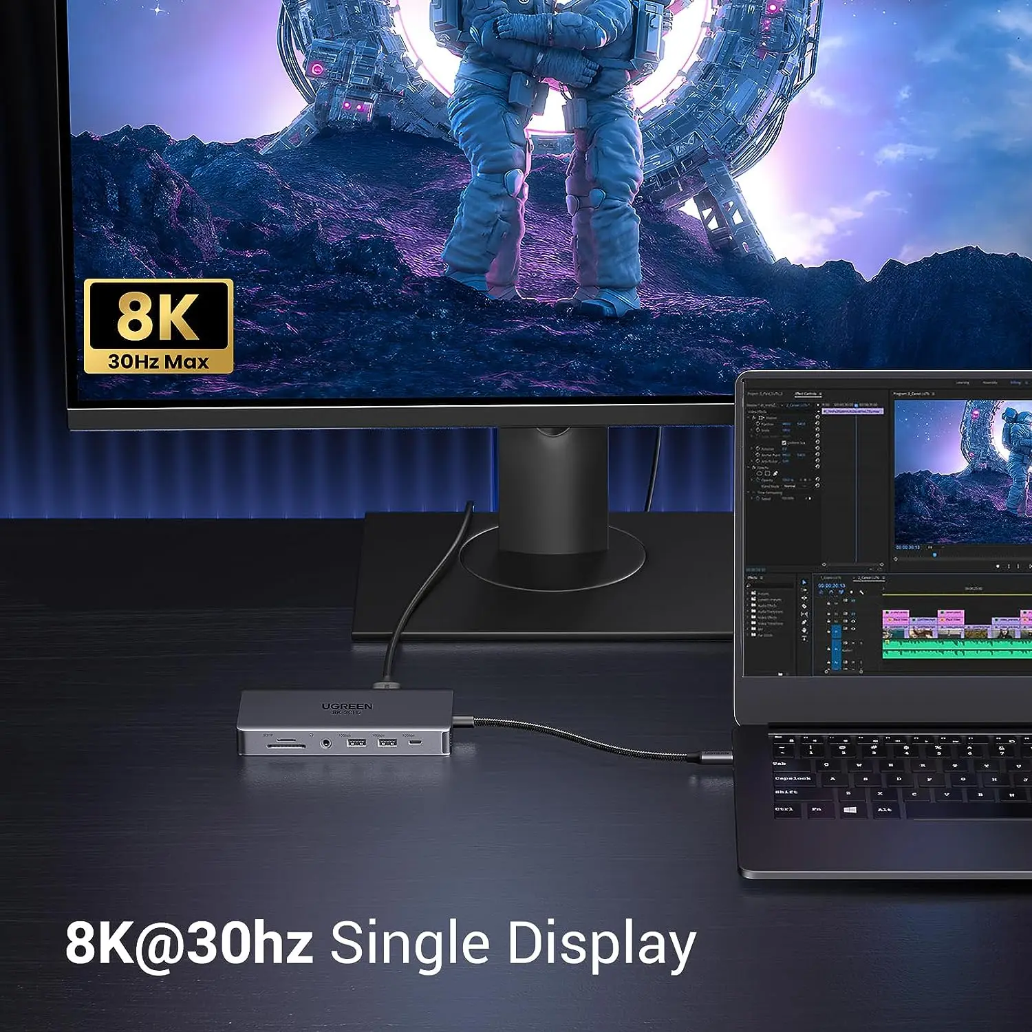 UGREEN Revodok Pro 211 Laptop Docking Station 11 in 1 USB C Dock Dual HD-MI 10Gbps Data Port 100W PD Gigabit Ethernet view 5