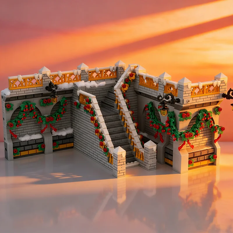 

3353pcs MOC Winter Village Wall Stairs Modular Seasonal Christmas Model Building Blocks Architecture Christmas Gifts Toys Kids